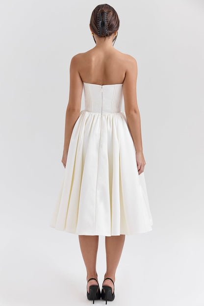 vintage ivory satin midi dress
