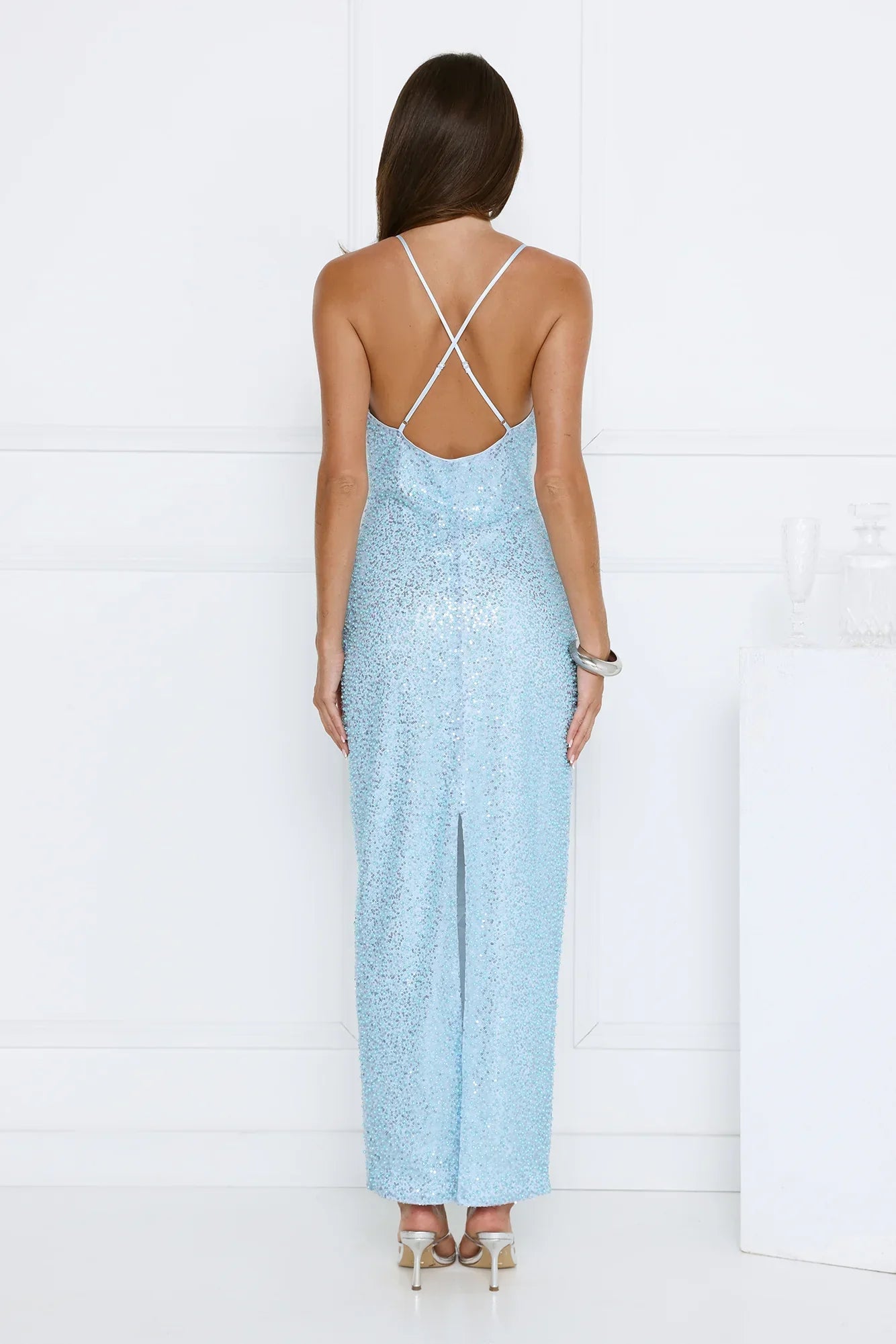 The Shine Collective Sequin Maxi Dress Blue