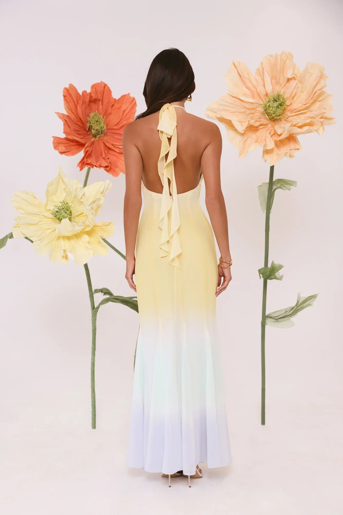 Sundown Dreams Halter Maxi Dress Yellow