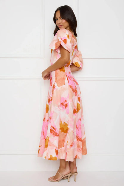 Swan Kiss Off Shoulder Maxi Dress Pink