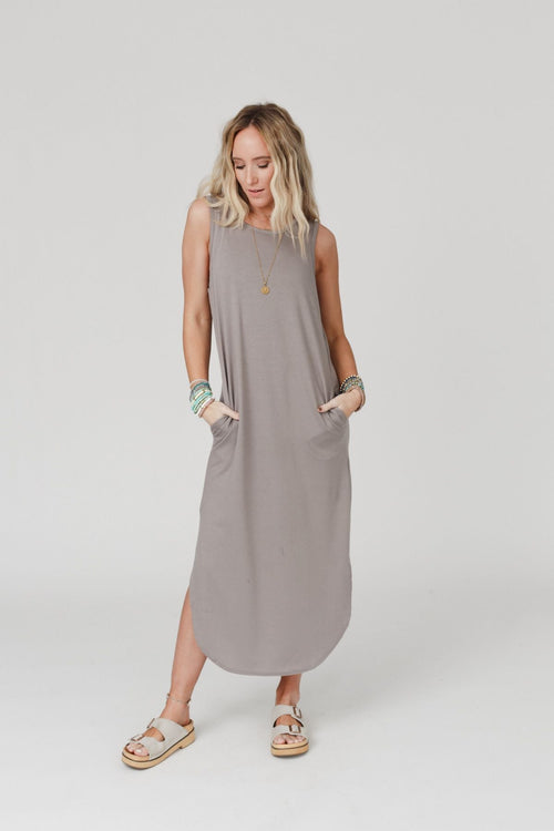 Cassie Sleeveless Pocket Maxi Dress - Coco - Pre Order