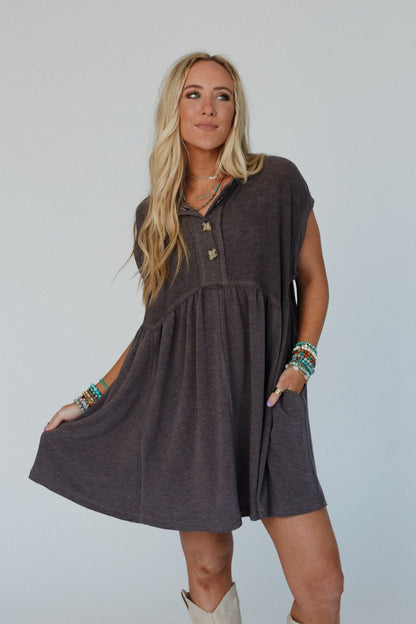 The Nest Sweet Nothings Baby Doll Dress - Charcoal - Pre Order